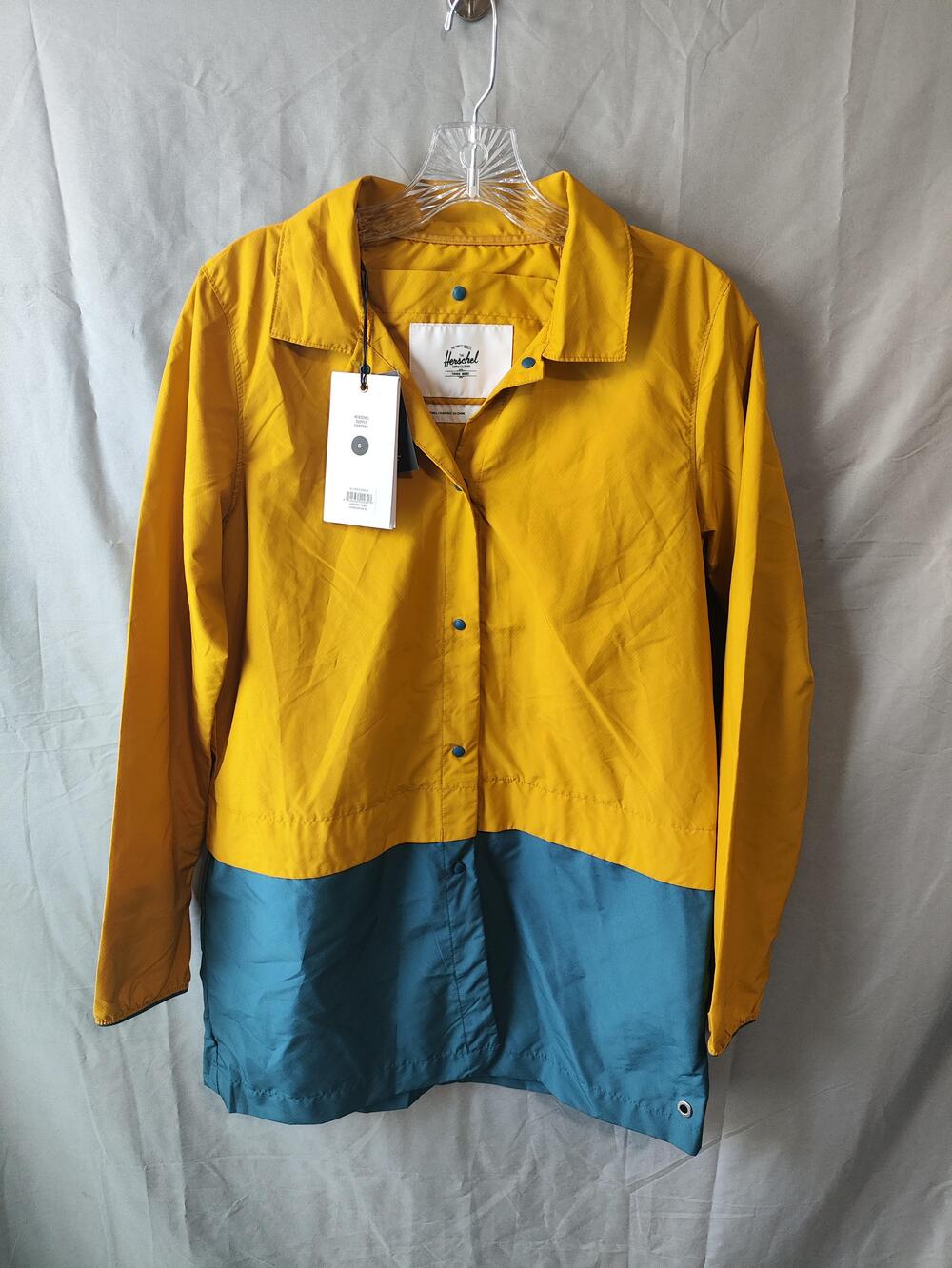 Herschel Jacket Womens Small Lightweight Windbreaker Coach Arrow Teal Blue W LNG